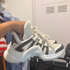 Women's White and Brown Louis Vuitton chunky shoes